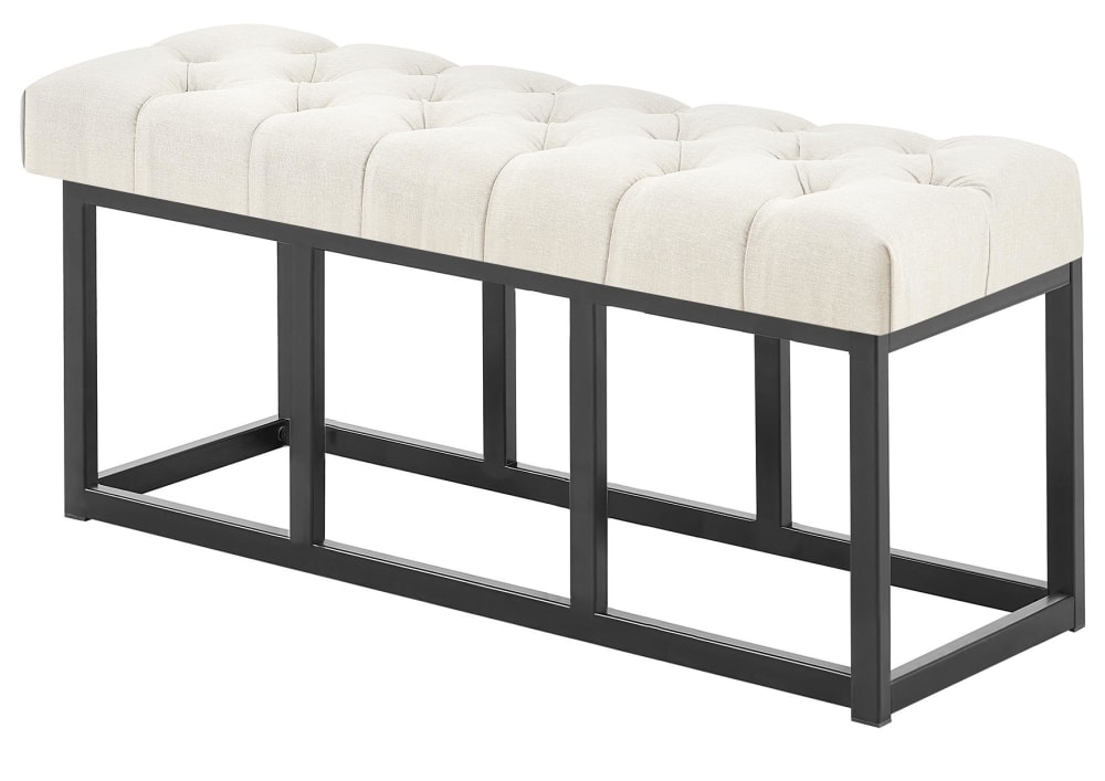 wohnli-moebel-suche-Sitzbank-mit-Metallgestell-Polster-aus-Stoff-creme Wohnli Möbelsuche - Sitzbank mit Metallgestell Polster aus Stoff creme