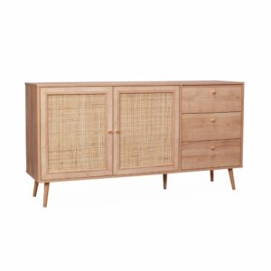 wohnli-moebel-suche-Skandinavisches-Sideboard-Holzeffekt-mit-Rattangeflecht-2-Tueren-150 Wohnli Möbelsuche - Skandinavisches Sideboard