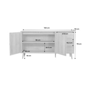 wohnli-moebel-suche-Skandinavisches-Sideboard-Weiss-Holzeffekt-mit-Rattangeflecht-2 Wohnli Möbelsuche - Skandinavisches Sideboard Weiß
