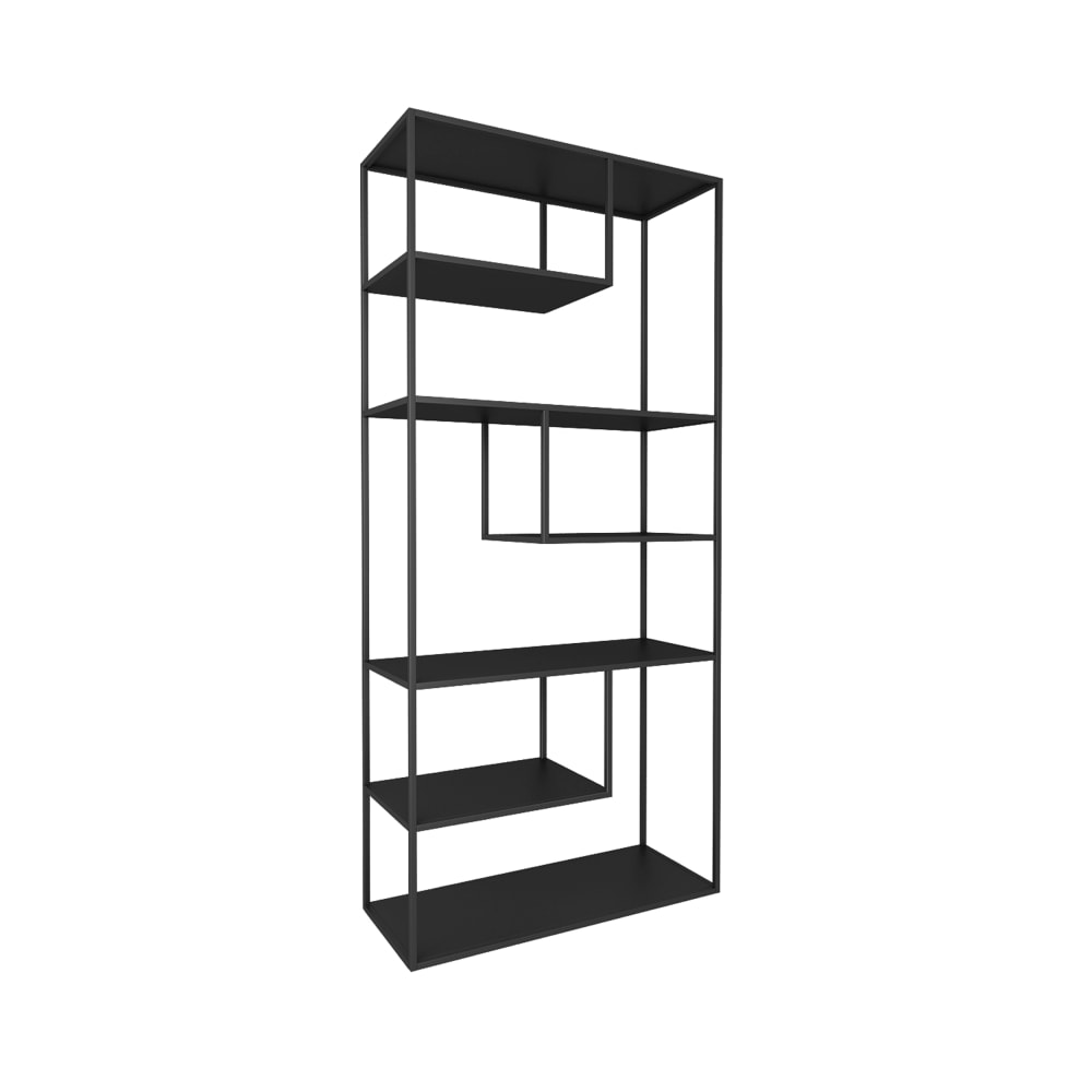 wohnli-moebel-suche-Standregal-aus-Metall-188-x-90-x-30-cm-in-Schwarz Wohnli Möbelsuche - Standregal aus Metall 188 x 90 x 30 cm