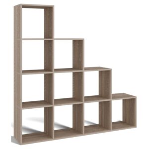 wohnli-moebel-suche-Stufenregal-mit-zehn-Regalfaechern-Holzoptik-Sonoma-Eiche-153-cm Wohnli Möbelsuche - Stufenregal mit zehn Regalfächern