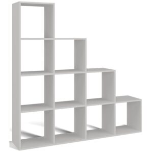 wohnli-moebel-suche-Stufenregal-mit-zehn-Regalfaechern-Weiss-153-cm Wohnli Möbelsuche - Stufenregal mit zehn Regalfächern