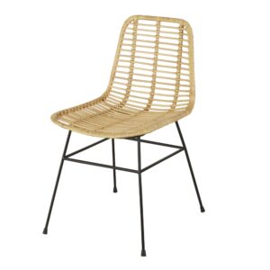 Wohnli Möbelsuche - Stuhl aus Rattan und schwarzem Stahl