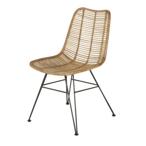 Wohnli Möbelsuche - Stuhl aus Rattangeflecht und schwarzem Stahl