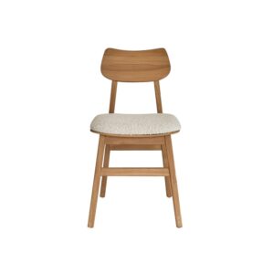 Wohnli Möbelsuche - Stuhl aus massivem Teakholz mit Bouclé-Sitz