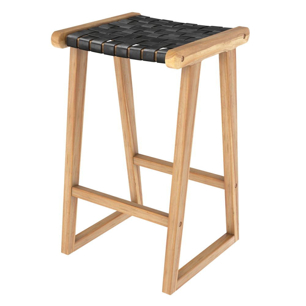 wohnli-moebel-suche-Stuhl-fuer-Mittelinsel-aus-Teakholz-und-Leder-schwarz-65-cm Wohnli Möbelsuche - Stuhl für Mittelinsel aus Teakholz und Leder schwarz