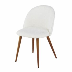 Wohnli Möbelsuche - Stuhl mit Bezug aus ecrufarbenem Bouclé-Stoff