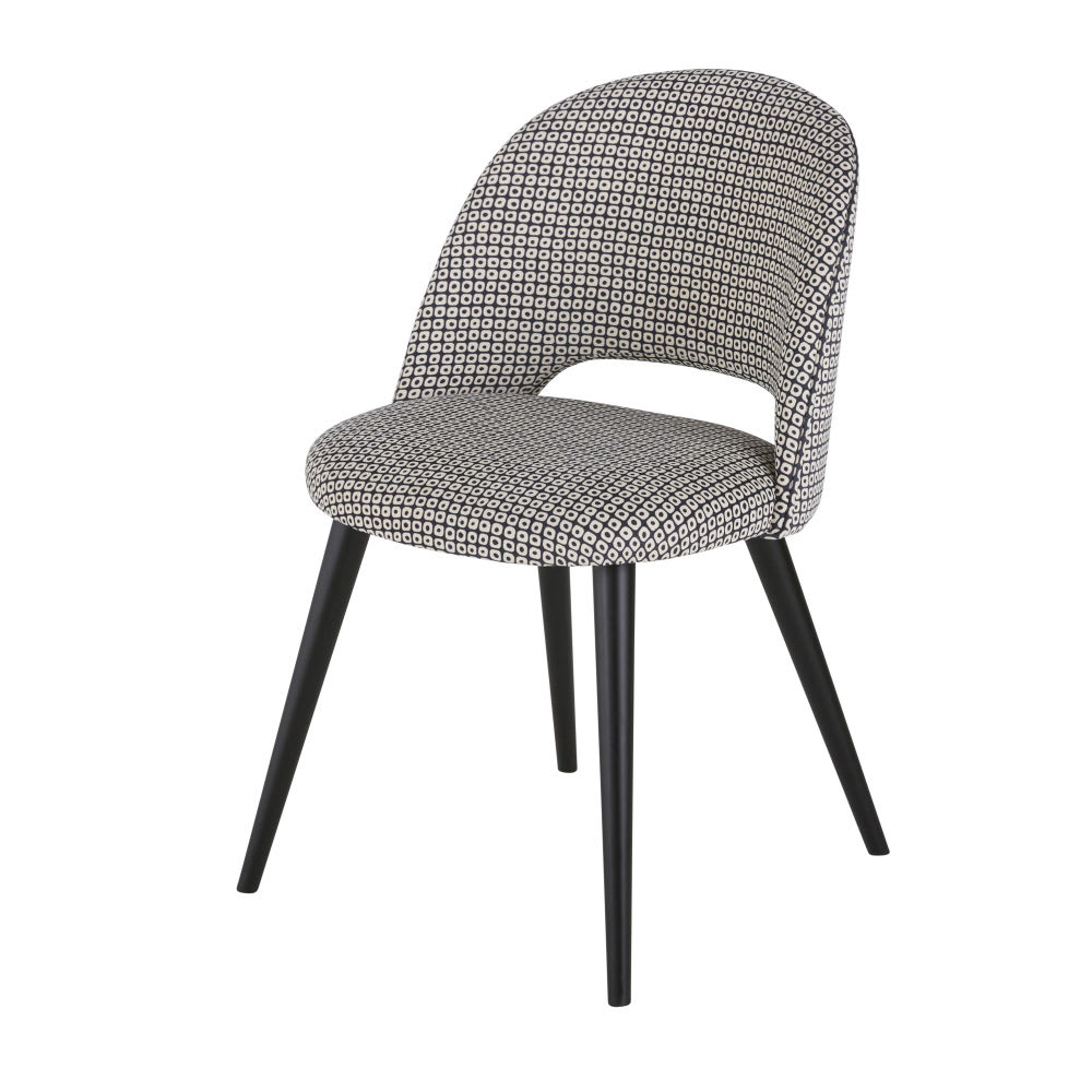 Wohnli Möbelsuche - Stuhl mit Samtbezug mit schwarz-weißen Motiven