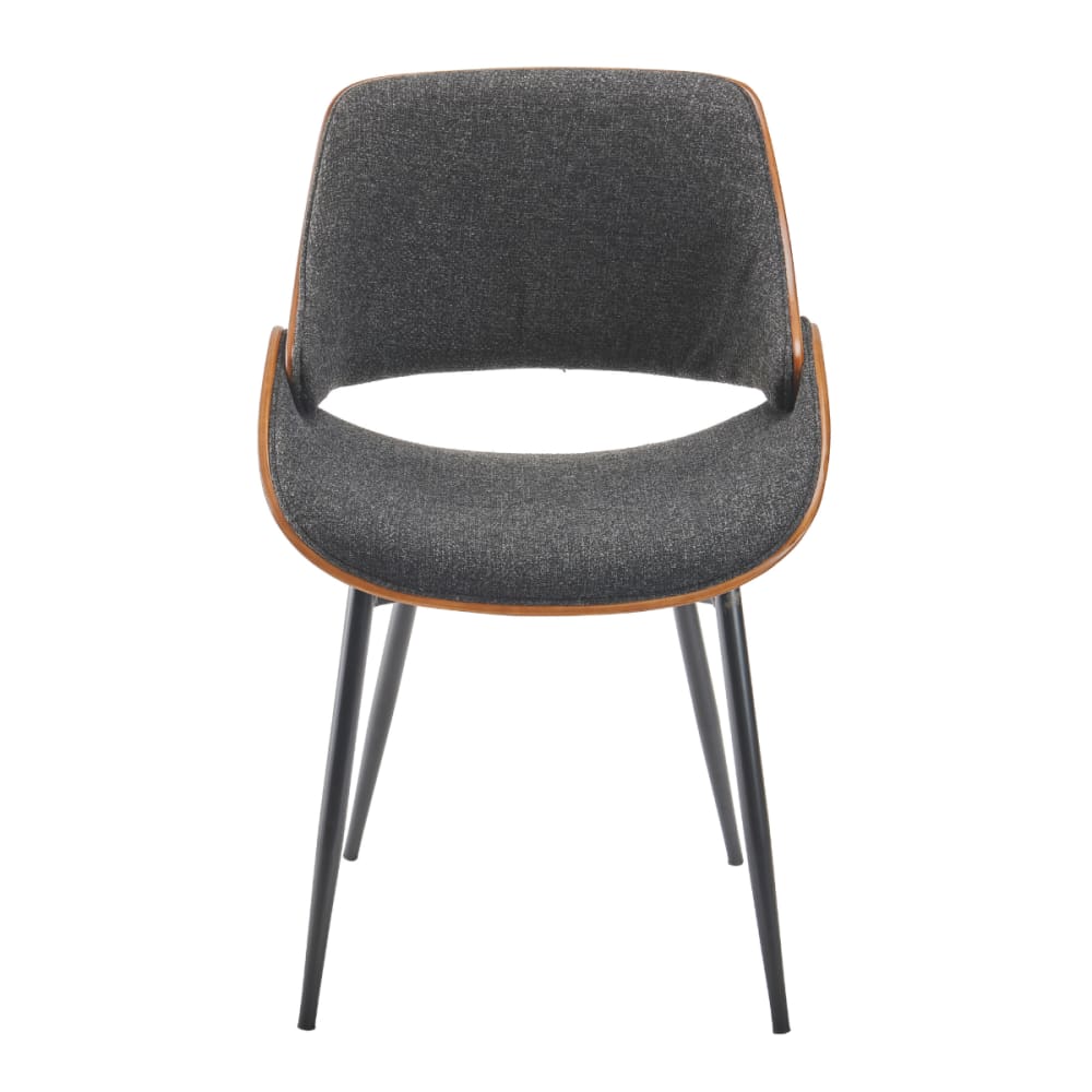 wohnli-moebel-suche-Stuhl-mit-Walnuss-Finish-und-grauem-Stoffsitz-H78-cm Wohnli Möbelsuche - Stuhl mit Walnuss-Finish und grauem Stoffsitz - H78 cm