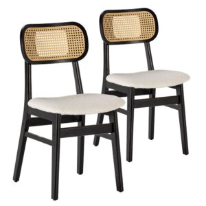 Wohnli Möbelsuche - Stuhl-set 2 schwarzen mit Schaffellimitat und synthetischem Rattan