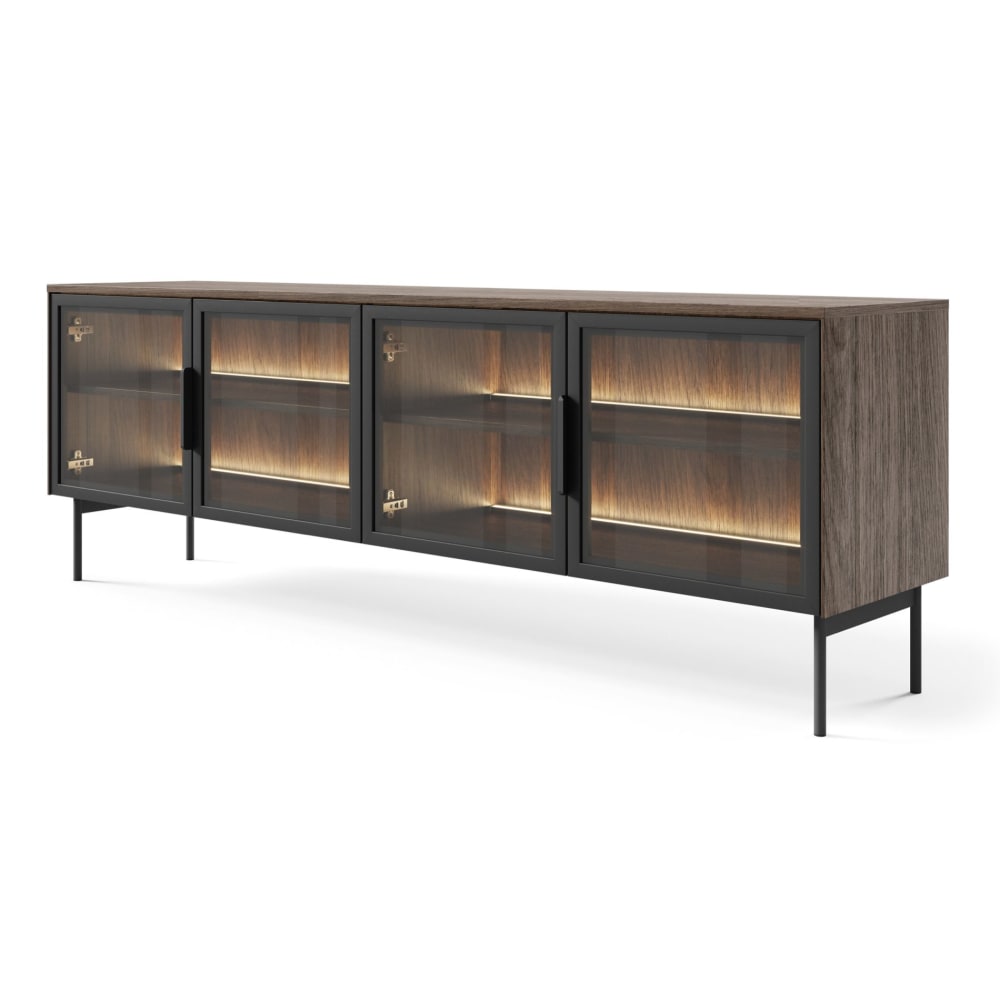 wohnli-moebel-suche-TV-Board-mit-Glasfronten-und-LED-Eiche-Dunin-181-cm Wohnli Möbelsuche - TV-Board mit Glasfronten und LED