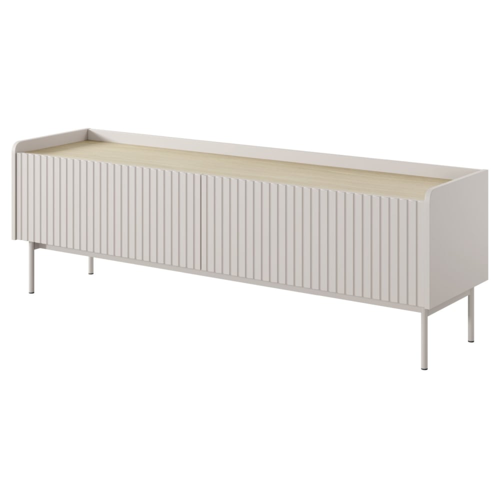 wohnli-moebel-suche-TV-Lowboard-2-tuerig-mit-geriffelten-Fronten-greige-153-cm Wohnli Möbelsuche - TV-Lowboard 2-türig mit geriffelten Fronten