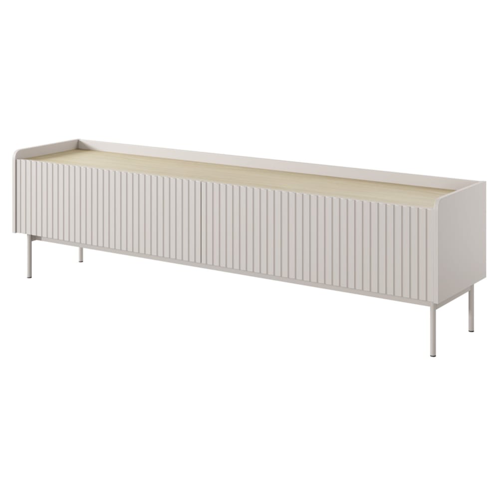 wohnli-moebel-suche-TV-Lowboard-2-tuerig-mit-geriffelten-Fronten-greige-181-cm Wohnli Möbelsuche - TV-Lowboard 2-türig mit geriffelten Fronten