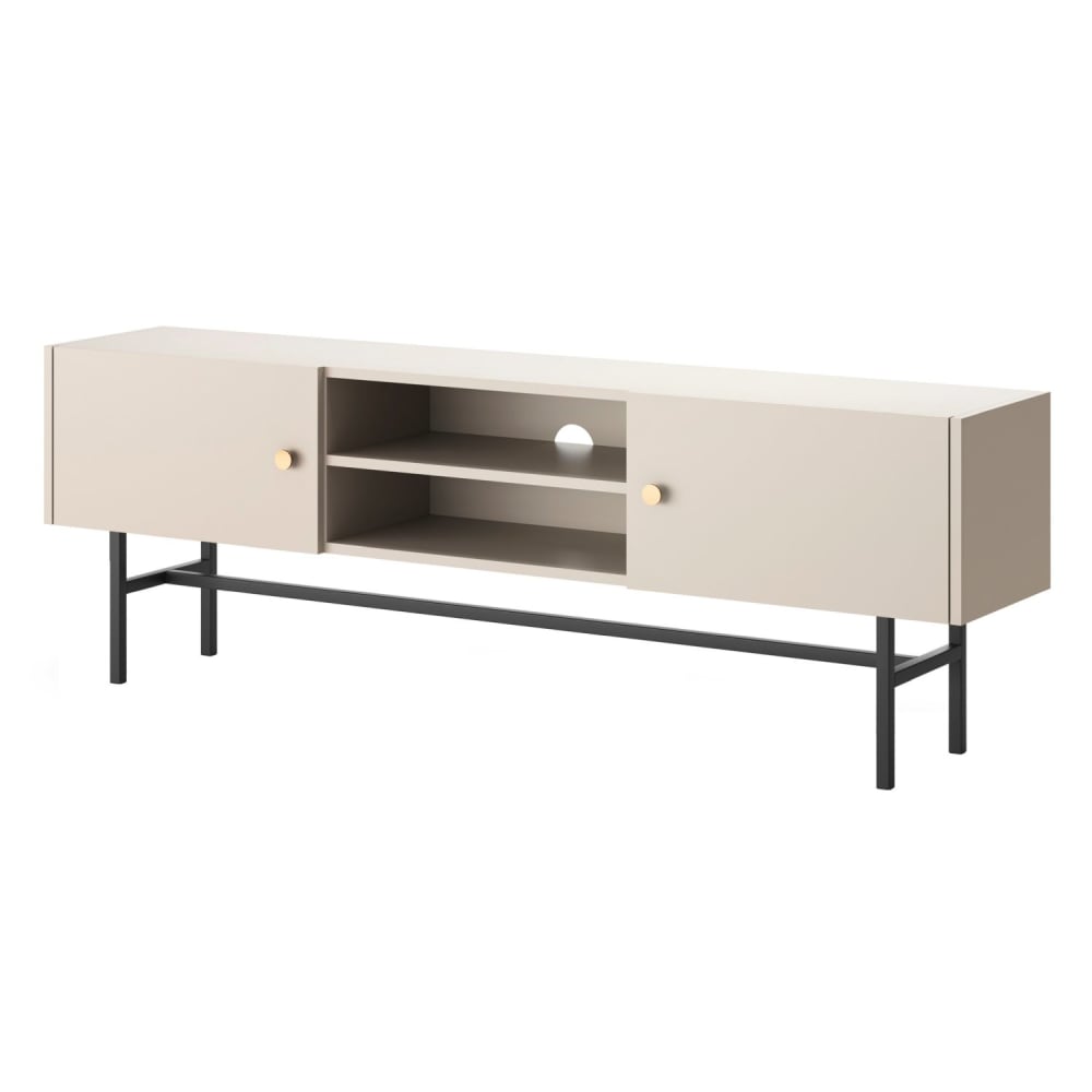 wohnli-moebel-suche-TV-Lowboard-Greige-mit-schwarzen-Metallbeinen-155-cm Wohnli Möbelsuche - TV-Lowboard Greige mit schwarzen Metallbeinen