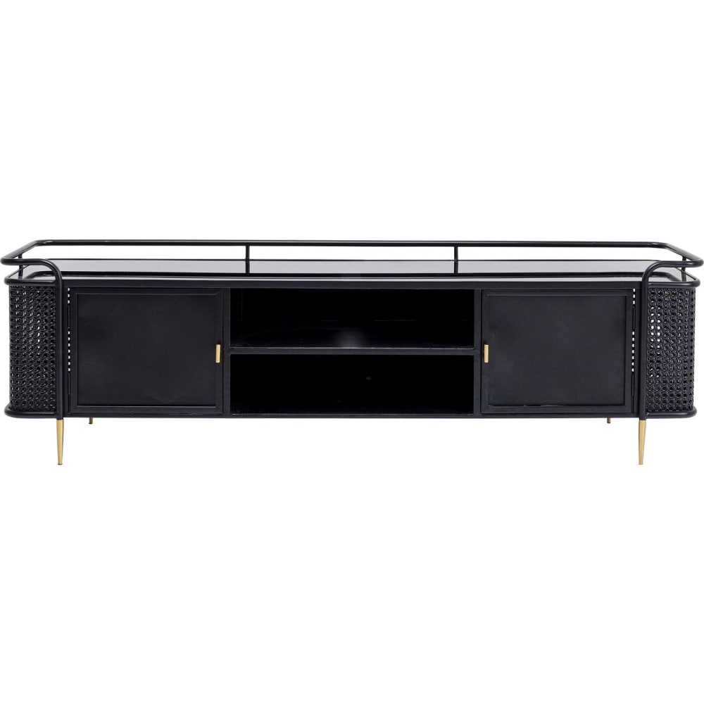 wohnli-moebel-suche-TV-Lowboard-mit-2-Tueren-aus-Glas-und-Stahl-schwarz Wohnli Möbelsuche - TV-Lowboard mit 2 Türen aus Glas und Stahl