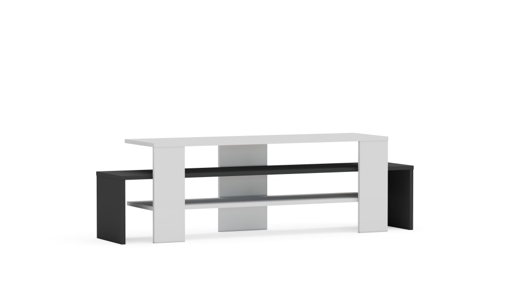 wohnli-moebel-suche-TV-Lowboard-mit-offenen-Regalen-weiss-und-grau-150-cm Wohnli Möbelsuche - TV Lowboard mit offenen Regalen