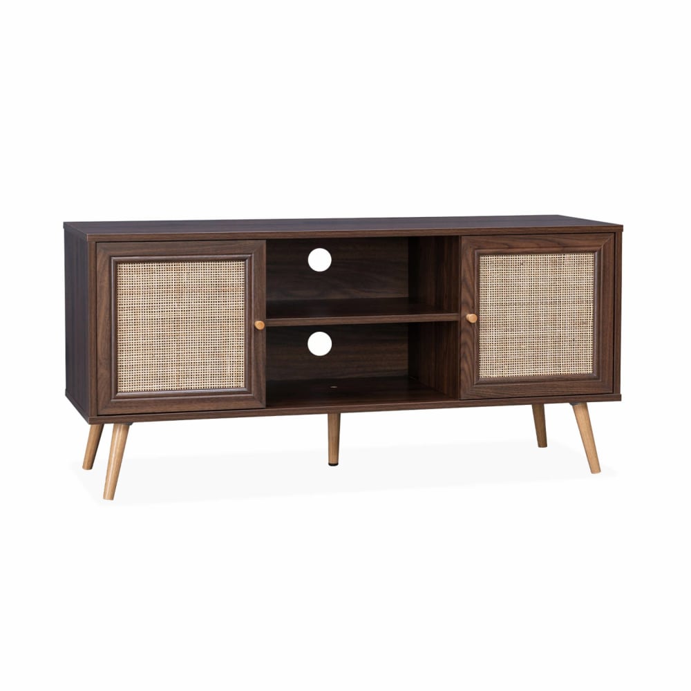 wohnli-moebel-suche-TV-Moebel-Farbe-Dunkles-Holz-mit-Rattangeflecht-120-x-39-x-565-cm Wohnli Möbelsuche - TV-Möbel Farbe Dunkles Holz mit Rattangeflecht 120 x 39 x 56