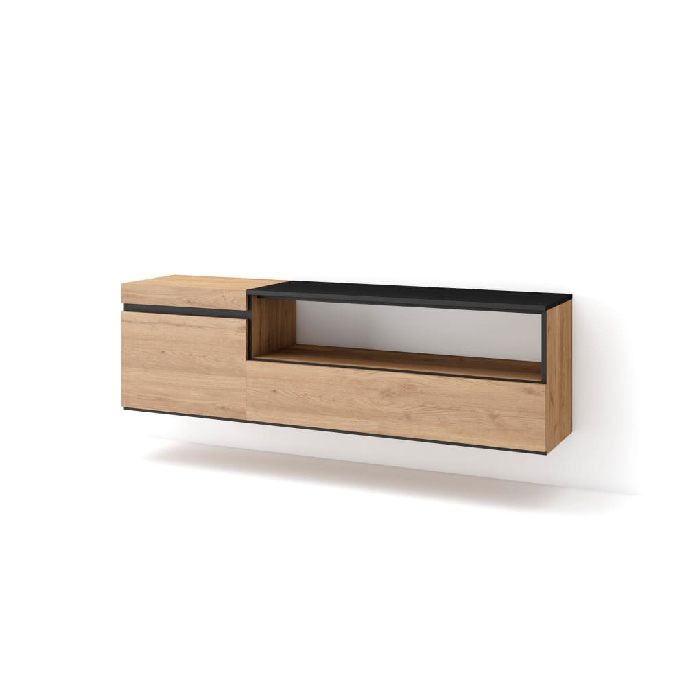 wohnli-moebel-suche-TV-Moebel-Holzeffekt-Haengend-150x35x45cm-Eiche-und-Schwarz Wohnli Möbelsuche - TV-Möbel Holzeffekt Hängend 150x35x45cm Eiche und Schwarz