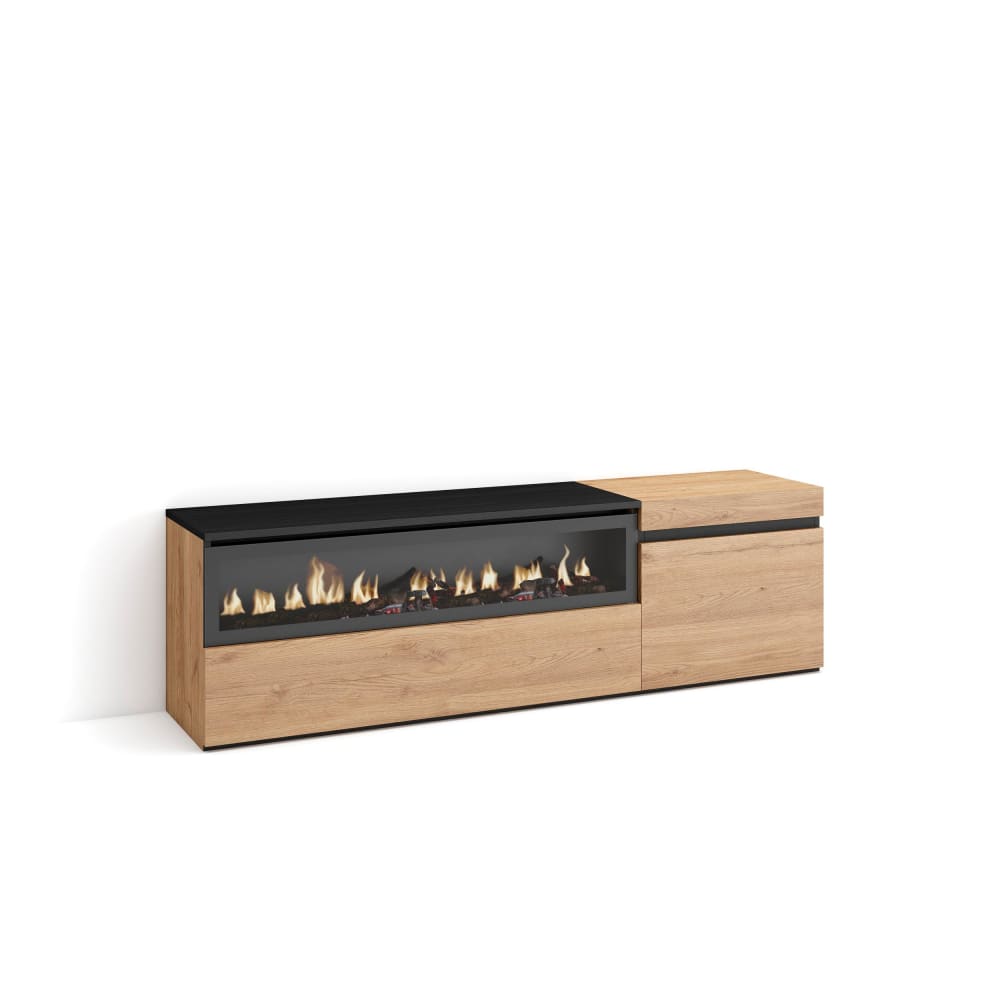 wohnli-moebel-suche-TV-Moebel-Holzeffekt-Kamin-mit-Feuereffekt-150x35x45-Eiche-und-Schwarz Wohnli Möbelsuche - TV-Möbel Holzeffekt Kamin mit Feuereffekt 150x35x45 Eiche und Schwarz