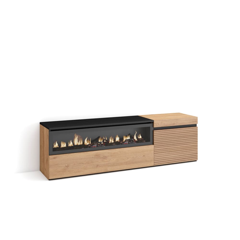 wohnli-moebel-suche-TV-Moebel-Holzeffekt-Kamin-mit-Feuereffekt-150x35x45cm-Eiche Wohnli Möbelsuche - TV-Möbel Holzeffekt Kamin mit Feuereffekt 150x35x45cm Eiche