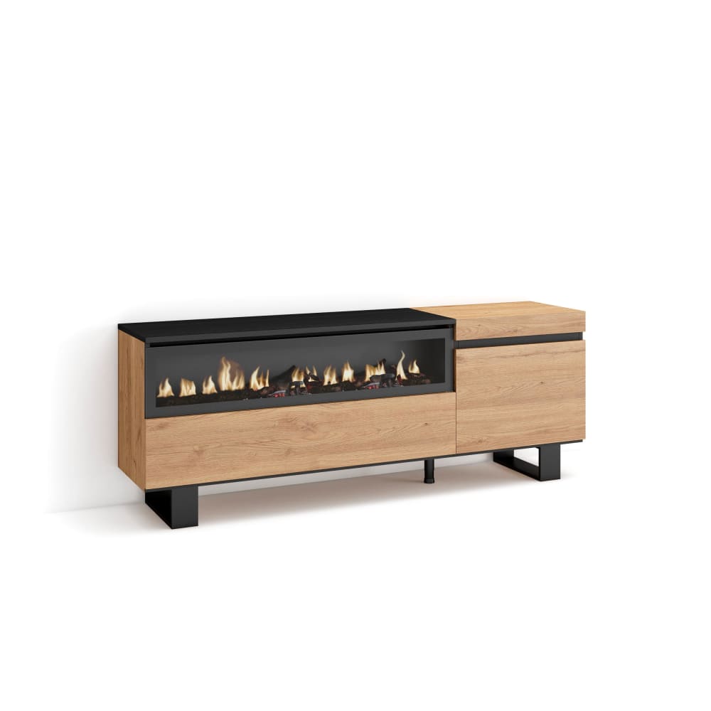 wohnli-moebel-suche-TV-Moebel-Holzeffekt-Kamin-mit-Feuereffekt-150x35x57-Eiche-und-Schwarz Wohnli Möbelsuche - TV-Möbel Holzeffekt Kamin mit Feuereffekt 150x35x57 Eiche und Schwarz