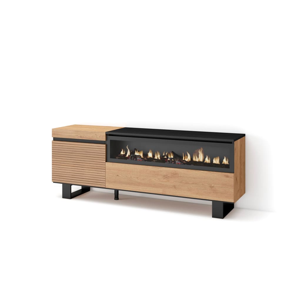 wohnli-moebel-suche-TV-Moebel-Holzeffekt-Kamin-mit-Feuereffekt-150x35x57cm-Eiche Wohnli Möbelsuche - TV-Möbel Holzeffekt Kamin mit Feuereffekt 150x35x57cm Eiche