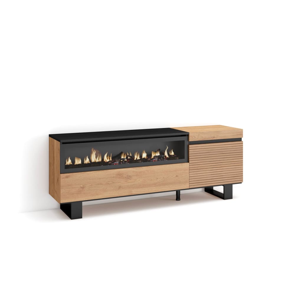 wohnli-moebel-suche-TV-Moebel-Holzeffekt-Kamin-mit-Feuereffekt-150x35x57cm-Eiche Wohnli Möbelsuche - TV-Möbel Holzeffekt Kamin mit Feuereffekt 150x35x57cm Eiche
