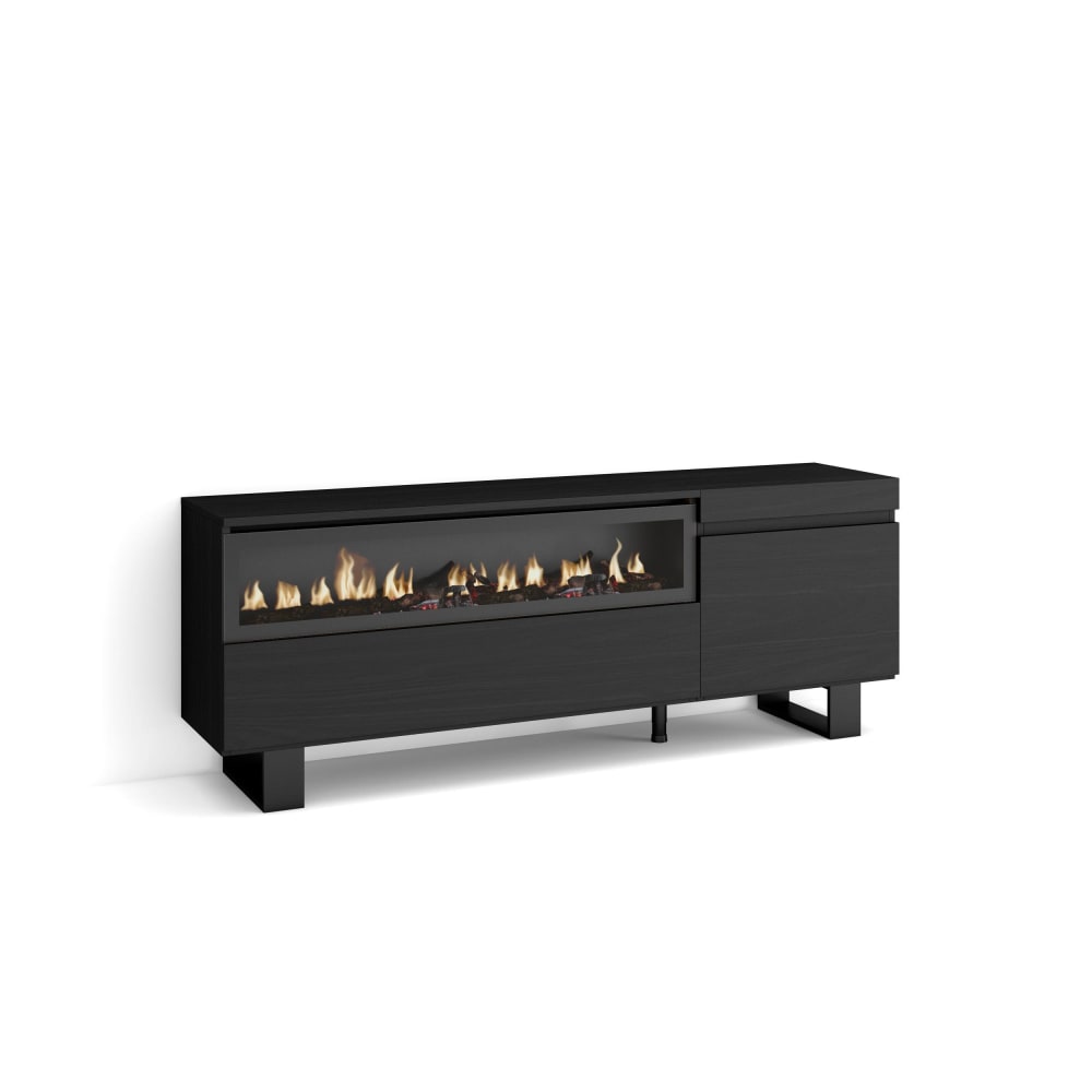 wohnli-moebel-suche-TV-Moebel-Holzeffekt-Kamin-mit-Feuereffekt-150x35x57cm-Schwarz Wohnli Möbelsuche - TV-Möbel Holzeffekt Kamin mit Feuereffekt 150x35x57cm Schwarz