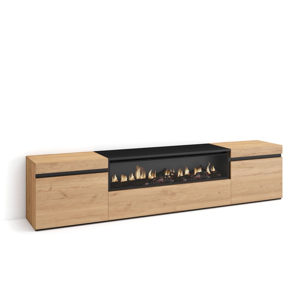 wohnli-moebel-suche-TV-Moebel-Holzeffekt-Kamin-mit-Feuereffekt-200x35x45-Eiche-und-Schwarz Wohnli Möbelsuche - TV-Möbel Holzeffekt Kamin mit Feuereffekt 200x35x45 Eiche und Schwarz