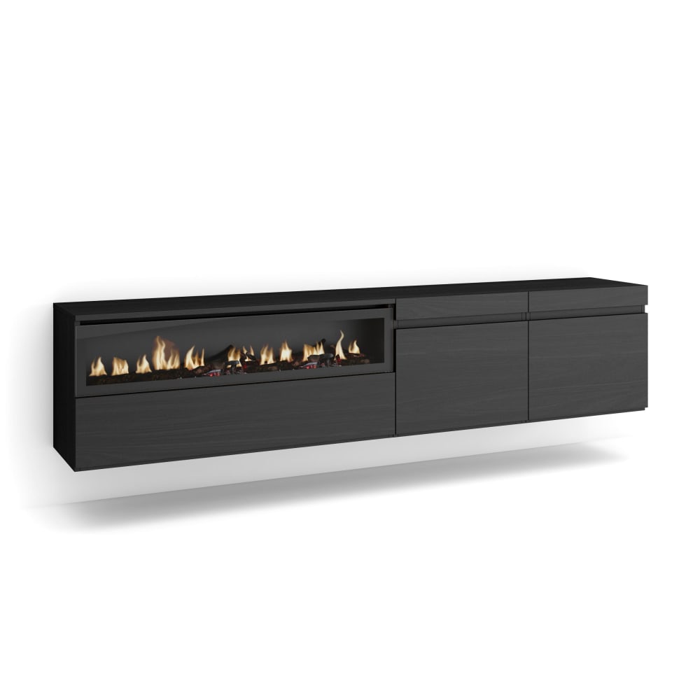 wohnli-moebel-suche-TV-Moebel-Holzeffekt-Kamin-mit-Feuereffekt-200x35x45cm-Schwarz Wohnli Möbelsuche - TV-Möbel Holzeffekt Kamin mit Feuereffekt 200x35x45cm Schwarz