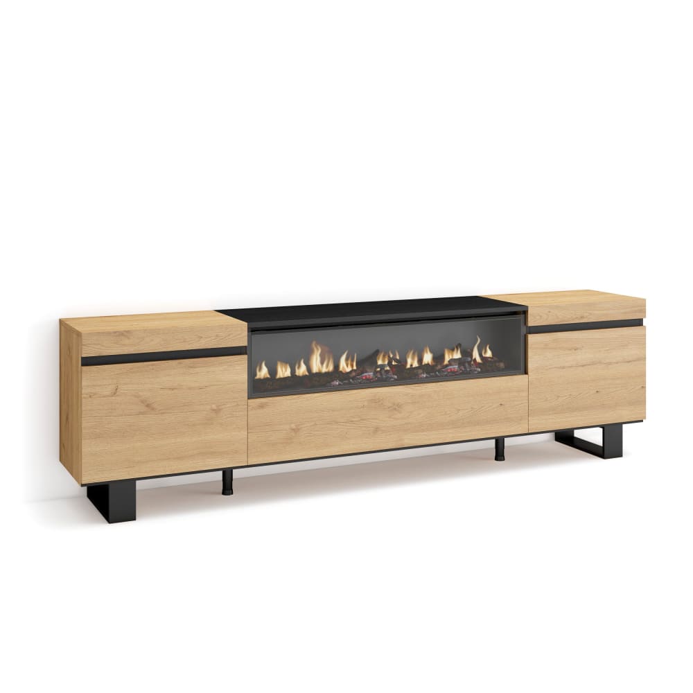 wohnli-moebel-suche-TV-Moebel-Holzeffekt-Kamin-mit-Feuereffekt-200x35x57-Eiche-und-Schwarz Wohnli Möbelsuche - TV-Möbel Holzeffekt Kamin mit Feuereffekt 200x35x57 Eiche und Schwarz