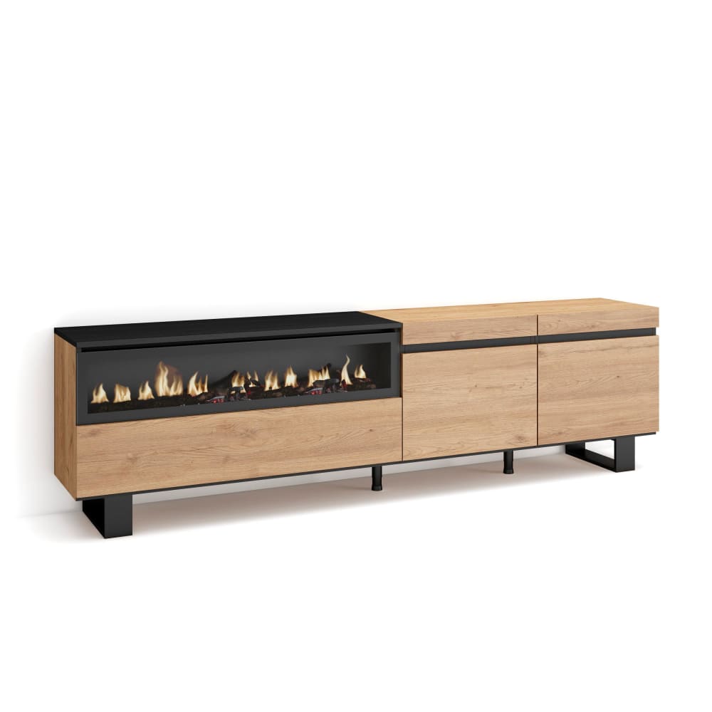 wohnli-moebel-suche-TV-Moebel-Holzeffekt-Kamin-mit-Feuereffekt-200x35x57-Eiche-und-Schwarz Wohnli Möbelsuche - TV-Möbel Holzeffekt Kamin mit Feuereffekt 200x35x57 Eiche und Schwarz