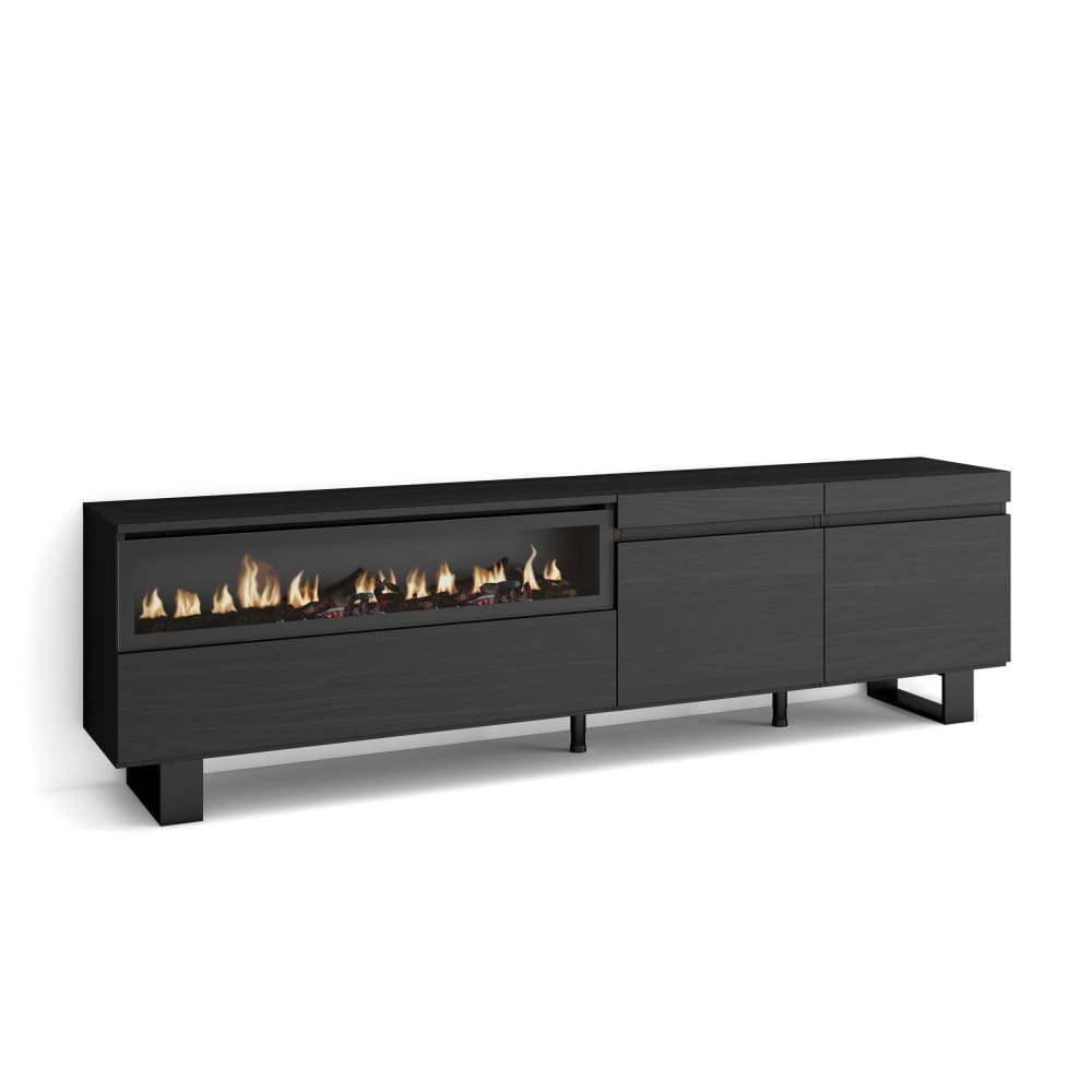 wohnli-moebel-suche-TV-Moebel-Holzeffekt-Kamin-mit-Feuereffekt-200x35x57cm-Schwarz Wohnli Möbelsuche - TV-Möbel Holzeffekt Kamin mit Feuereffekt 200x35x57cm Schwarz