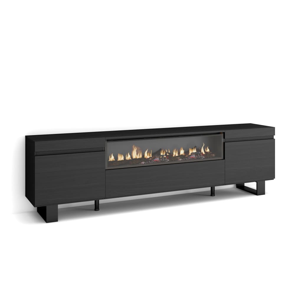 wohnli-moebel-suche-TV-Moebel-Holzeffekt-Kamin-mit-Feuereffekt-200x35x57cm-Schwarz Wohnli Möbelsuche - TV-Möbel Holzeffekt Kamin mit Feuereffekt 200x35x57cm Schwarz