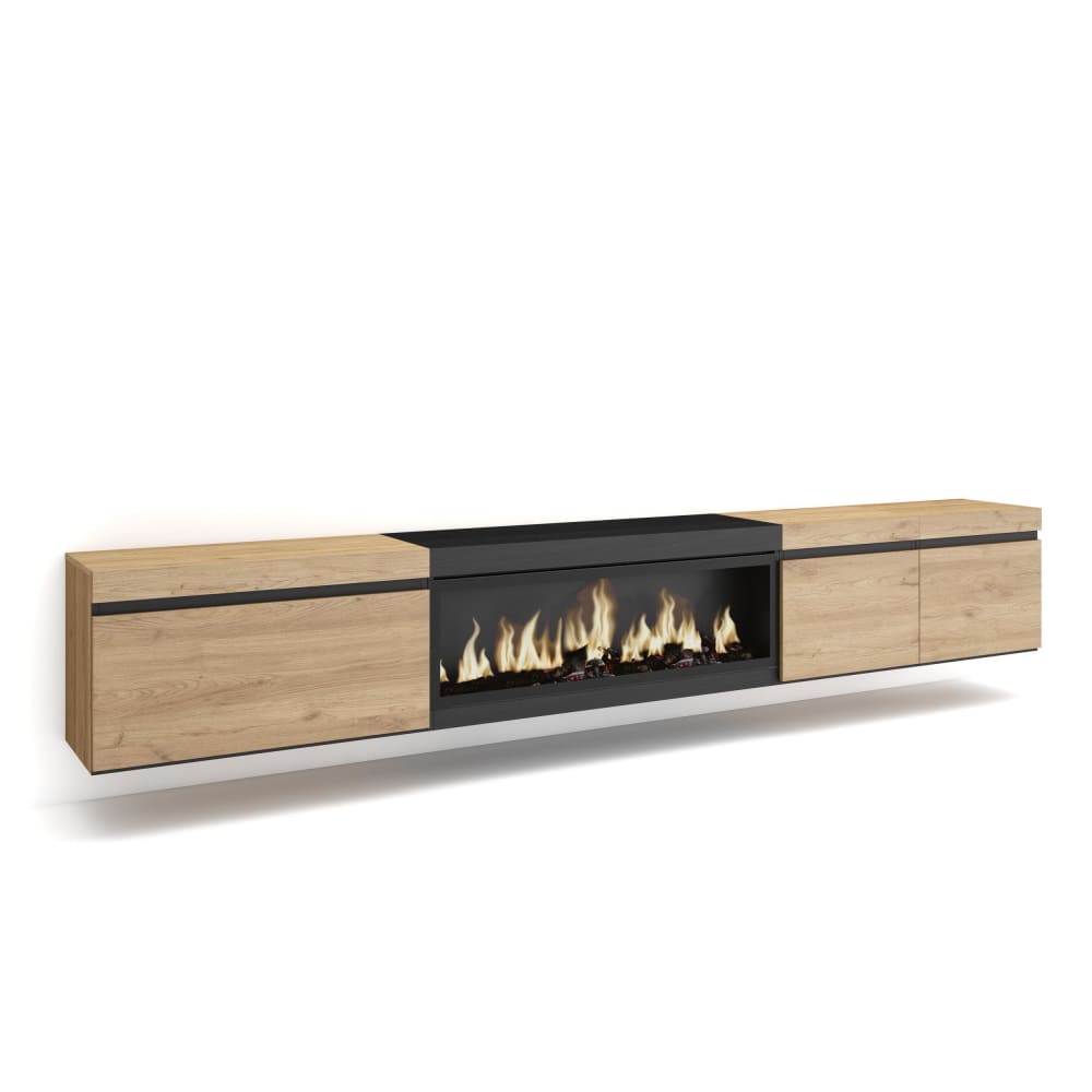 wohnli-moebel-suche-TV-Moebel-Holzeffekt-Kamin-mit-Feuereffekt-288x35x45-Eiche-und-Schwarz Wohnli Möbelsuche - TV-Möbel Holzeffekt Kamin mit Feuereffekt 288x35x45 Eiche und Schwarz