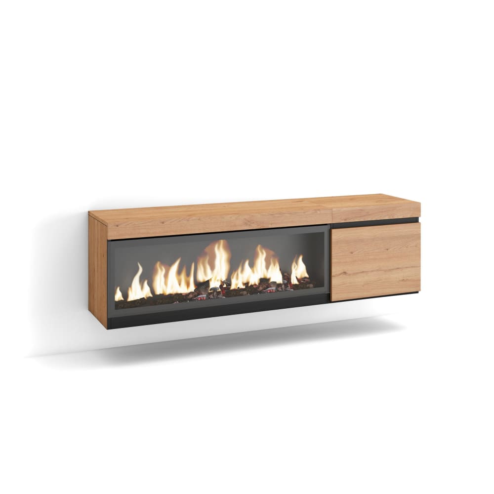 wohnli-moebel-suche-TV-Moebel-Holzeffekt-Kamin-mit-Feuereffekt-XXL-158x35x45cm-Eiche Wohnli Möbelsuche - TV-Möbel Holzeffekt Kamin mit Feuereffekt XXL 158x35x45cm Eiche