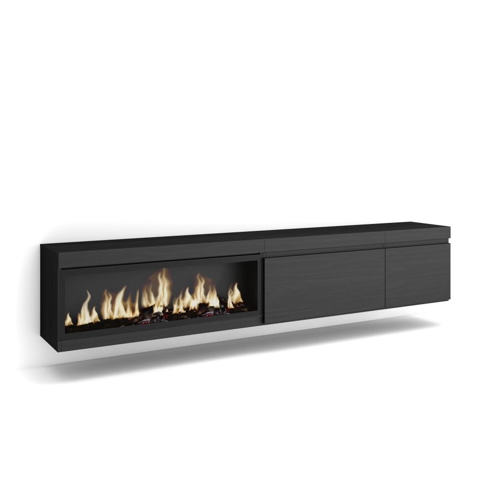 wohnli-moebel-suche-TV-Moebel-Holzeffekt-Kamin-mit-Feuereffekt-XXL-237x35x45cm-Schwarz Wohnli Möbelsuche - TV-Möbel Holzeffekt Kamin mit Feuereffekt XXL 237x35x45cm Schwarz