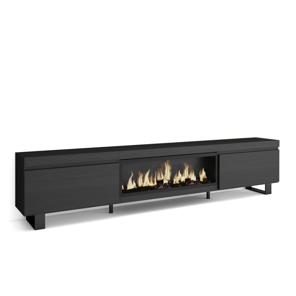 wohnli-moebel-suche-TV-Moebel-Holzeffekt-Kamin-mit-Feuereffekt-XXL-267x35x57cm-Schwarz Wohnli Möbelsuche - TV-Möbel Holzeffekt Kamin mit Feuereffekt XXL 267x35x57cm Schwarz