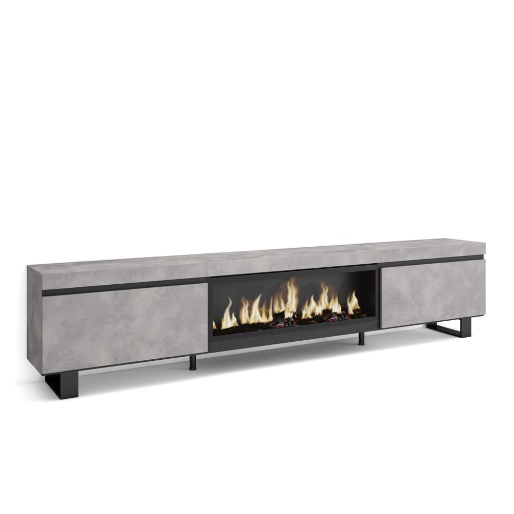 wohnli-moebel-suche-TV-Moebel-Holzeffekt-Kamin-mit-Feuereffekt-XXL-267x35x57cm-Zement Wohnli Möbelsuche - TV-Möbel Holzeffekt Kamin mit Feuereffekt XXL 267x35x57cm Zement