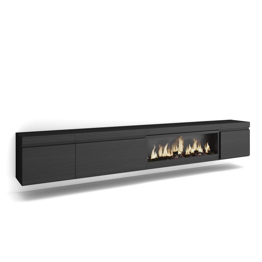 wohnli-moebel-suche-TV-Moebel-Holzeffekt-Kamin-mit-Feuereffekt-XXL-288x35x45cm-Schwarz Wohnli Möbelsuche - TV-Möbel Holzeffekt Kamin mit Feuereffekt XXL 288x35x45cm Schwarz