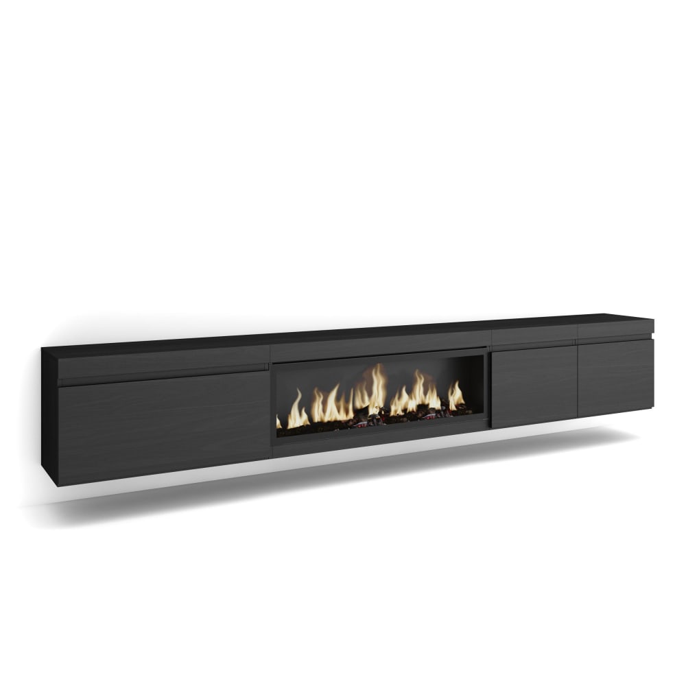 wohnli-moebel-suche-TV-Moebel-Holzeffekt-Kamin-mit-Feuereffekt-XXL-288x35x45cm-Schwarz Wohnli Möbelsuche - TV-Möbel Holzeffekt Kamin mit Feuereffekt XXL 288x35x45cm Schwarz