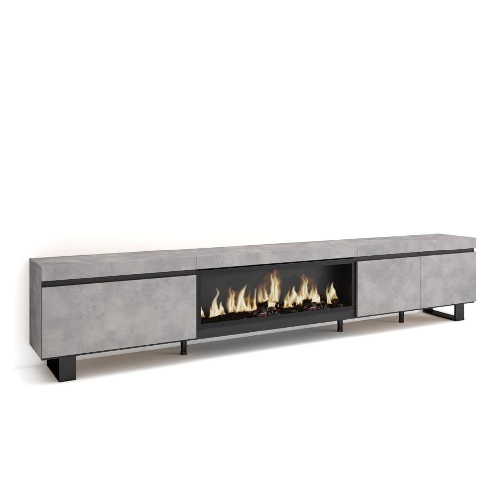 wohnli-moebel-suche-TV-Moebel-Holzeffekt-Kamin-mit-Feuereffekt-XXL-288x35x57cm-Zement Wohnli Möbelsuche - TV-Möbel Holzeffekt Kamin mit Feuereffekt XXL 288x35x57cm Zement
