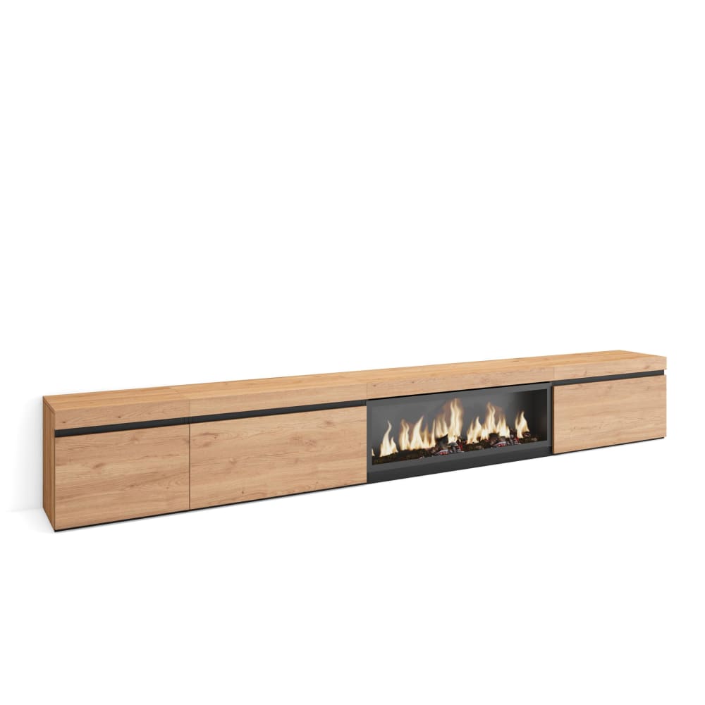wohnli-moebel-suche-TV-Moebel-Holzeffekt-Kamin-mit-Feuereffekt-XXL-317x35x45cm-Eiche Wohnli Möbelsuche - TV-Möbel Holzeffekt Kamin mit Feuereffekt XXL 317x35x45cm Eiche