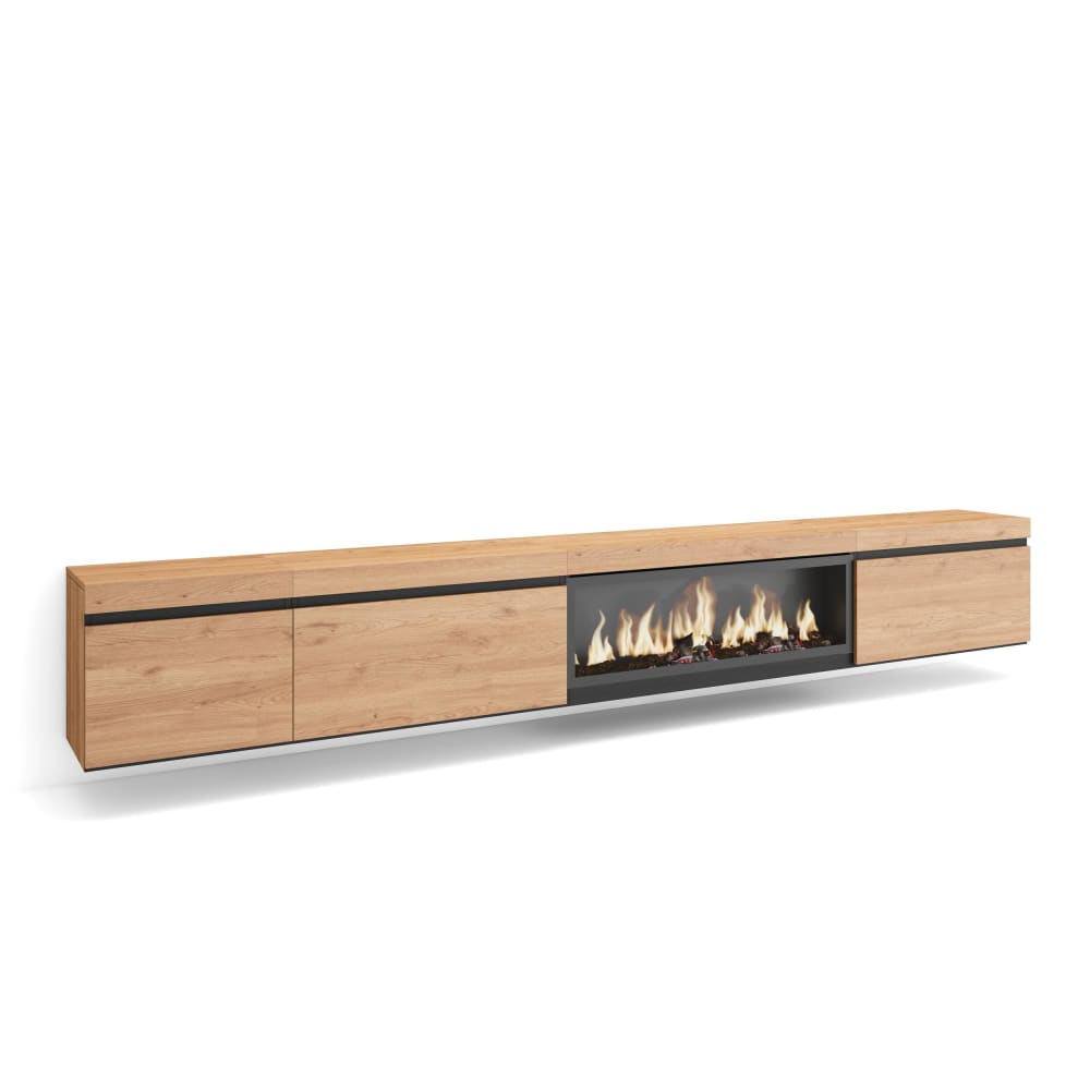 wohnli-moebel-suche-TV-Moebel-Holzeffekt-Kamin-mit-Feuereffekt-XXL-317x35x45cm-Eiche Wohnli Möbelsuche - TV-Möbel Holzeffekt Kamin mit Feuereffekt XXL 317x35x45cm Eiche
