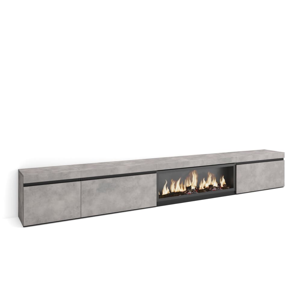 wohnli-moebel-suche-TV-Moebel-Holzeffekt-Kamin-mit-Feuereffekt-XXL-317x35x45cm-Zementgrau Wohnli Möbelsuche - TV-Möbel Holzeffekt Kamin mit Feuereffekt XXL 317x35x45cm Zementgrau