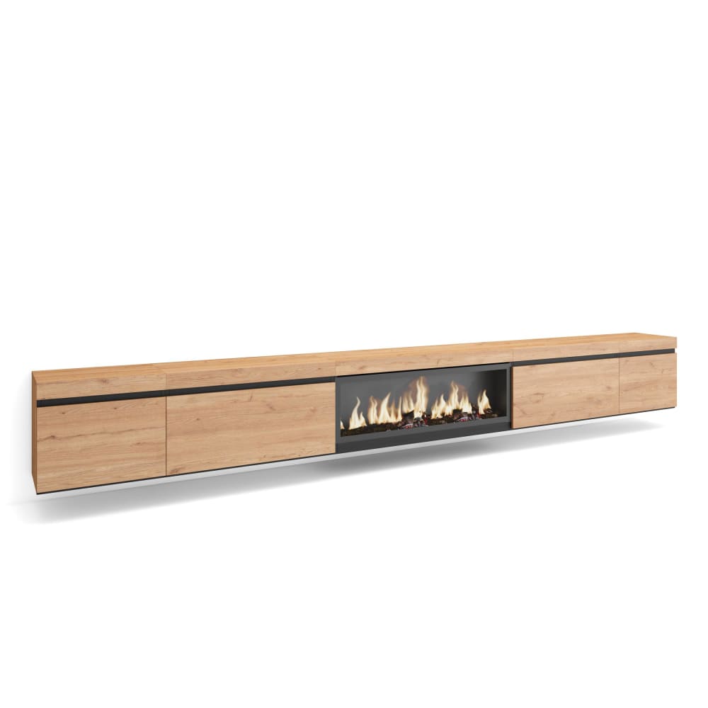 wohnli-moebel-suche-TV-Moebel-Holzeffekt-Kamin-mit-Feuereffekt-XXL-368x35x45cm-Eiche Wohnli Möbelsuche - TV-Möbel Holzeffekt Kamin mit Feuereffekt XXL 368x35x45cm Eiche