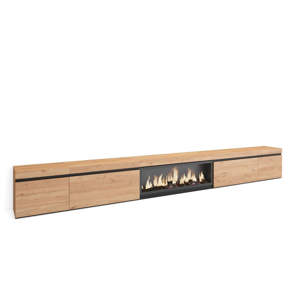 wohnli-moebel-suche-TV-Moebel-Holzeffekt-Kamin-mit-Feuereffekt-XXL-368x35x45cm-Eiche Wohnli Möbelsuche - TV-Möbel Holzeffekt Kamin mit Feuereffekt XXL 368x35x45cm Eiche