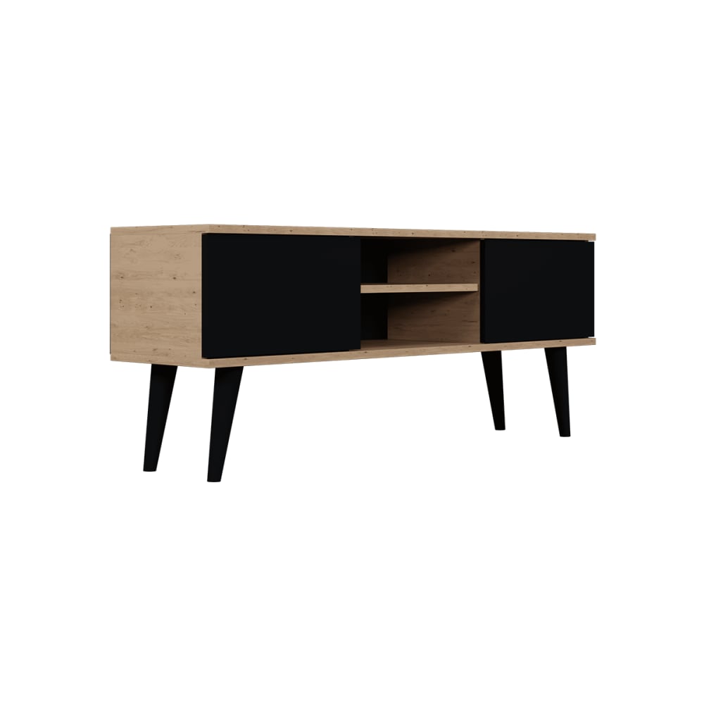wohnli-moebel-suche-TV-Moebel-Schwarz-und-Holzoptik-120cm Wohnli Möbelsuche - TV-Möbel
