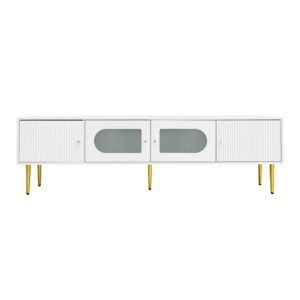 Wohnli Möbelsuche - TV-Möbel aus Gebogenem Glas und Goldenen Griffen