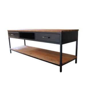 Wohnli Möbelsuche - TV-Möbel aus Metall und Mangoholz 2 Schubladen